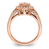 14k Rose Gold 1 1/4 carat Lab Grown Diamond VS/SI+ G+ Complete Cluster Engagement Ring